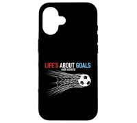 La Vie est Une Question de buts et d'aides pour Les Joueurs de Football Design Amusant Coque pour iPhone 16