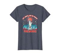 La Vie, la liberté et la Poursuite des Feux d'artifice T-Shirt, Femme, Bleu Chiné, M