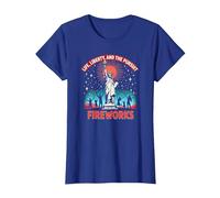 La Vie, la liberté et la Poursuite des Feux d'artifice T-Shirt, Femme, Bleu Royal, L