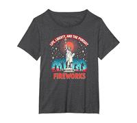 La Vie, la liberté et la Poursuite des Feux d'artifice T-Shirt, Femme Grandes Tailles, Chiné Foncé, 5X