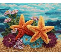 la vie marine Latch Hook Rug Kits for Adults Beginners,Étoiles de mer et algues,DIY with Printed Canvas Crochet Yarn Handmade Embroidery Crafts Crochet for Home Decoration,80x115cm