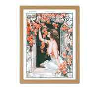 La Vie Parisienne Window Roses Flowers Magazine Cover Artwork Framed Wall Art Print 18X24 inch Fleurs Couverture du Magazine Couverture Mur