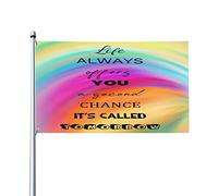 La vie vous offre une seconde chance, elle s'appelle demain. Drapeau de mots aux couleurs vives, résistant aux UV et à la décoloration. Parfait pour la décoration intérieure et extérieure. Bannière en