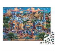 La Ville de Barcelone Puzzle 1000 Pièces avec Emboîtement Parfait, Puzzle d'art défi Entre Amis pour Un Tableau À Encadrer, Superbe Idée Cadeau 70x50cm/1000pcs
