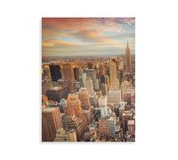 La Ville de New York avec l'empire State Building et la Ligne d'horizon de Manhattan au Coucher du Soleil，Puzzle pour Adulte de 1000 Pièces, Puzzle Enfant Classique, Jeu de Famille-AQ42