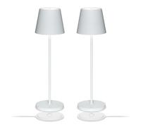 LA VILLE LUMIÈRE Kit de 2 Lampes de Table LED SuzieV Rechargeables et Dimmerables, Abat-Jour Sans Fil, Aluminium, Usage Intérieur/Extérieur, 3 Températures de Lumière, LVL (Blanc Solide)