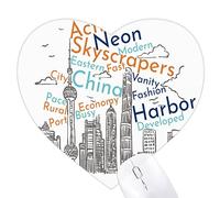 - la Ville wordcloud Historique de la Chine Jeux de Tapis de Souris en Forme de Coeur