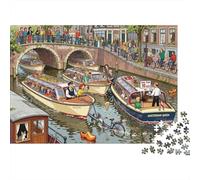 La Visite en Bateau du Canal d'Amsterdam Logjam Puzzle en Bois Imperméable Puzzles De 1000 Pièces pour Adultes Coloré De Décoration pour La Maison