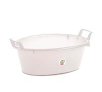 La zappa Bassin ovale en plastique blanc pour usage domestique avec deux poignées (30 litres)