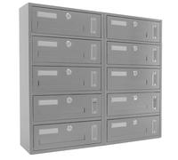 La zappa Boîte aux lettres murale pour immeuble, modèle modulable "Made in Italy", argent, capacité 10 emplacements