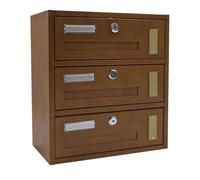 La zappa Boîte aux lettres murale pour immeuble, modèle modulable "Made in Italy", en Corten, capacité 3 emplacements