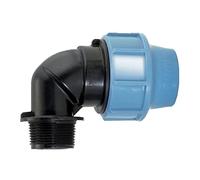 La zappa Coude à 90° avec dérivation mâle en polypropylène pour irrigation et jardinage PN 16 Bar (modèle Ø 63 X 2)