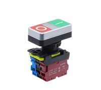 LA36M Double bouton poussoir 22mm interrupteur de réinitialisation à deux positions 12V24V220V AC marche/arrêt démarrage/arrêt 1 NO 1NC 1 pièces(Silver edge,2NO2NC,6V)