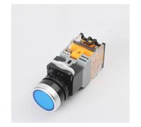 LA38-11XD/2 Button switch with light 22 self locking reset flat head inching switch 24 220 V red green start mushroom knob NWPNLXEA(Blue,SELF LOCKING_220V)