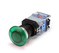 LA38-11XD/2 Button switch with light 22 self locking reset flat head inching switch 24 220 V red green start mushroom knob NWPNLXEA(Green Mushroom,SELF LOCKING_220V)