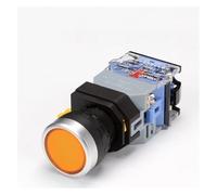 LA38-11XD/2 Button switch with light 22 self locking reset flat head inching switch 24 220 V red green start mushroom knob NWPNLXEA(Yellow,SELF LOCKING_220V)