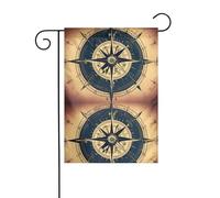 LAABBE Boussole Carte Nautique Imprimé Mât de Drapeau Extérieur Cour Décoration Tendance 30,5 x 45,7 cm