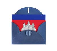 LAABBE Carte de vœux bleue imprimée drapeau du Cambodge pour Noël, anniversaire d'enfant, Saint-Valentin et invitation à une fête
