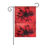 LAABBE Explosion Burst Mât de drapeau de jardin imprimé rouge et noir Décoration de cour extérieure 30,5 x 45,7 cm