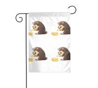 LAABBE Hérisson mangeant du fromage imprimé mât drapeau jardin extérieur cour décoration mode 30,5 x 45,7 cm