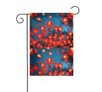 LAABBE Lanternes volantes chinoises imprimées mât de drapeau extérieur cour décoration mode 30,5 x 45,7 cm