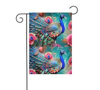 LAABBE Magnifique mât de drapeau de jardin imprimé paon et floral - Décoration de cour extérieure - 30,5 x 45,7 cm