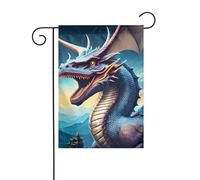 LAABBE Mât de drapeau de jardin imprimé dragon rugissant décoration de cour extérieure mode 30,5 x 45,7 cm