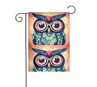 LAABBE Mât de drapeau de jardin imprimé hiboux mignons pour décoration de cour extérieure 30,5 x 45,7 cm