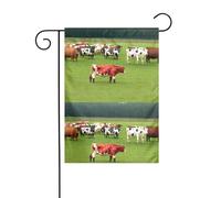 LAABBE Mât de drapeau de jardin imprimé vaches et fraises - Décoration de cour extérieure - 30,5 x 45,7 cm