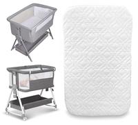 Laam Linen Next 2 Me Matelas pour berceau pour bébé, lit de bébé, lit de chevet, housse douce, matelassée et respirante (83 cm x 50 cm x 5 cm)