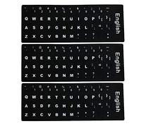 LAANCOO 3 PCS Anglais Stickers Clavier, Skins Clavier Non Transparents avec Fond Noir sur Blanc Lettrage pour Les Ordinateurs Portables, Ordinateurs de Bureau-Anglais
