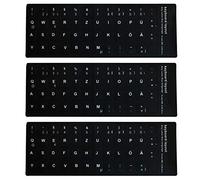 LAANCOO Autocollants Clavier Allemand, avec Fond Noir Blanc Lettrage Allemand Clavier dérouleurs 3PCS