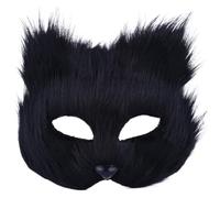 LAANCOO Fox Mask, Therian Fox Mask Half Face Breathable for Cosplay Costume Masquerade Party Halloween Soft Furry Lightweight Black, Furry