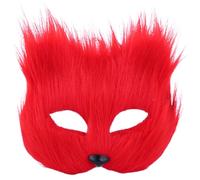 LAANCOO Fox Mask, Therian Fox Mask Half Face Breathable for Cosplay Costume Masquerade Party Halloween Soft Furry Lightweight Red, Furry