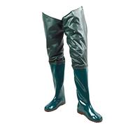 LAANCOO Hip Wader Waders imperméables en PVC pour Hommes et Femmes avec Bottes Bottes de Wading légères pour la Chasse à la pêche, Vert Taille 44 1 Paire