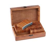 LAANCOO Lot de 70 tampons de Lettres de l'alphabet en Caoutchouc et Bois avec boîte de Rangement pour Scrapbooking, Fabrication de Cartes et Arts et Artisanat