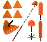 LAANPOLE Plumeau Poussiere avec 6m Perche Telescopique, Nettoyeur de Murs et Plafond, Tete de Loup de Ventilateur de Plafond, 2-en-1 Raclette Vitre Professionnel
