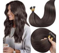 LaaVoo 60cm Extension Cheveux Naturel Nano Ring Gris - Brun Extension Cheveux Naturel Nano Gris - Brun 50g 50 Meche Lisse #1C