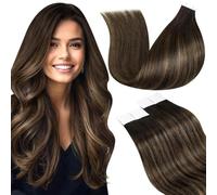 LaaVoo Extension Cheveux Naturel Adhesive 55cm Balayage Marron Fonce Brun Clair 20pcs 50g Extension Adhecive Cheveux Vrais Humain Brun Fonce Ombre Marron Clair Remy #2/8/2