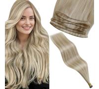 LaaVoo Extension Cheveux Naturel Génie Tissage Highlight Blonde Cendrée Mixte Bleach Blonde 50g 40cm Extension Vrai Cheveux Humain Génie Tissage Platine Remy #P18/613