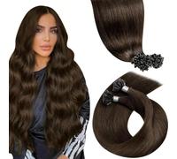 LaaVoo Extension Cheveux Naturel Keratine Marron 50 Mèche 50g 45cm Extension Cheveux Humain Keratine a Chaud Brun Lisse #4