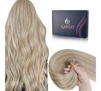 LaaVoo Extension Cheveux Naturel Nano Ring Blonde 35cm 100g 100 Meche Extension Cheveux Naturel a Froid Highlight Blonde Cendrée Mixte Platine Lisse #P18/613