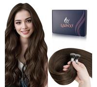 LaaVoo Extension Cheveux Naturel Nano Ring Marron 100g 100 Meche Extension Cheveux Naturel Nano Brun 40cm Lisse #4