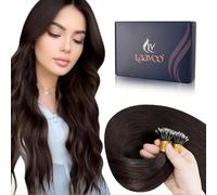 LaaVoo Extension Cheveux Naturel Nano Ring Marron Fonce 55cm 100g 100 Meche Extension Vrai Cheveux Humain Nano Ring Brun Lisse #2