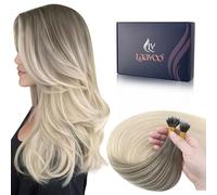 LaaVoo Nano Tip Extension Cheveux Naturel Brun Blonde Balayage 50g/50s 45cm Nano Anneau Extension de Cheveux a Froid Ombre Brun Clair a Blond Platine Nano Loop Extension Cheveux Humain Lisse #ba8/59