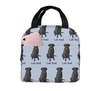 Lab Dad Black Labrador Dog Lunch Bag, Réutilisable Cute Lunch Box Isotherme Cooler Tote Bag Multi-Functional School Lunch Container for Teen Boys Girls