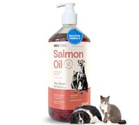 Lab-V, Huile de saumon pour chiens et chats 100% Atlantique, 1L, Omega 3 pour chiens EPA DHA, Appétissant Assaisonnement Croquettes pour Pelo, Peau et Bien-être Général