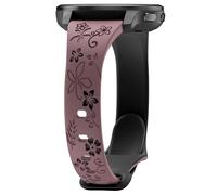Laband Bracelet de montre 20 mm à motif floral gravé compatible avec Garmin Vivoactive 6/Vivoactive 5/3/3 Music/Forerunner 570 42 mm/165/55/245/645 Music, bracelet fin et souple en silicone gaufré