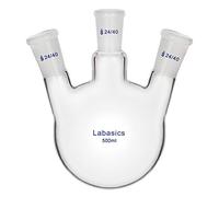 Labasics 500ml RBF Fond Rond Ballon Laboratoire en Verre à 3 cou, 3 Neck Round Bottom Flask avec Joint Extérieur Standard 24/40-500ml