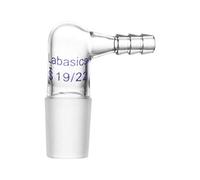 Labasics Adaptateur de Vide/Gaz à 90 Degrés en Verre, Adaptateur D'entrée Plié en Verre Borosilicaté avec Joint Intérieur 19/22 et Tuyau pour l'approvisionnement de Laboratoire